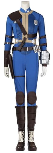 Damen Vault 33 Kostüm Uniform Anzug Lucy MacLean Cosplay Fall Halloween Outfit Out Überleben Blau Overall Set (Blauer Anzug, 3XL) von Cnulaueu