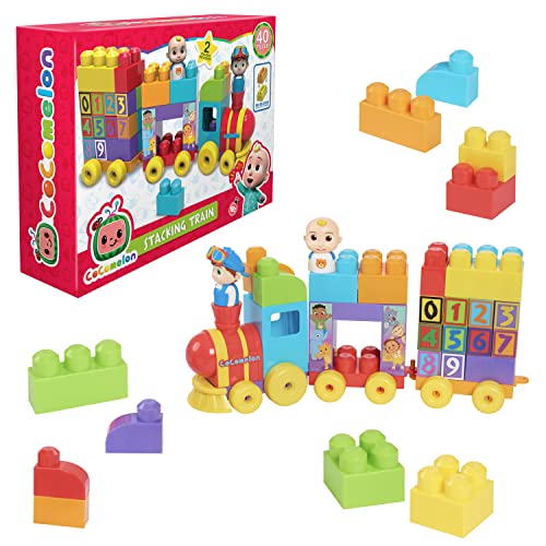 CoComelon, GIOCHI PREZIOSI, CCM07 Zug-Set mit 2 Figuren, 40 Teile, Bausteinbau, Spielzeug für Kinder ab 18 Monaten von CoComelon