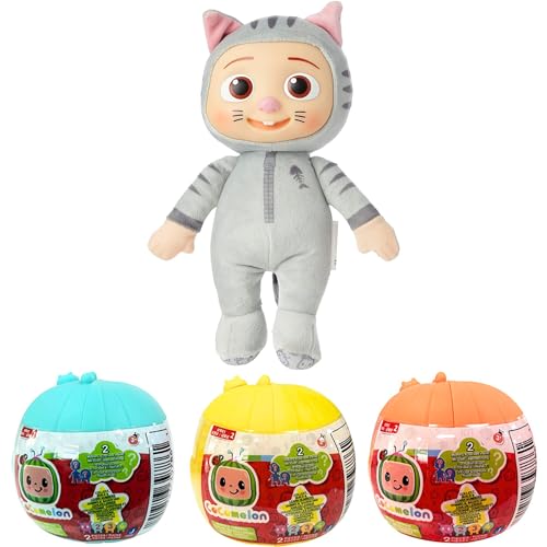 CoComelon Blindkapsel-Zahlenfiguren-Set, beweglich – 3 Bälle und 20 cm großes Kitty von CoComelon