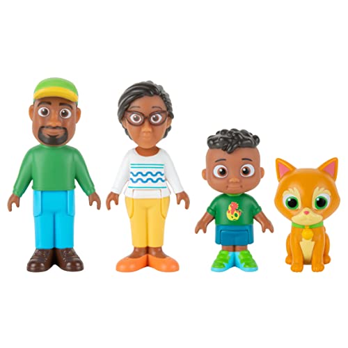 CoComelon Cody's Family 4 Figuren-Set – Familie und Freunde – Enthält Cody, Cody's Mom, Cody's Dad und Pickles The Cat – Spielzeug für Kinder, Säuglinge und Vorschüler von CoComelon