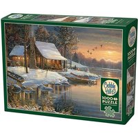 Cobble Hill - Blockhütte im Winter, 1000 Teile von Cobble Hill Puzzles