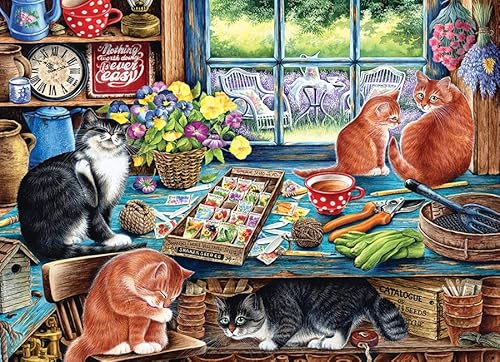 Cobble Hill 1000 Teile Puzzle – Cats Retreat – Musterposter im Lieferumfang enthalten von Cobble Hill