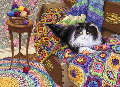 Cobble Hill 1000 Teile Puzzle – Comfy Cat – Musterposter im Lieferumfang enthalten von Cobble Hill