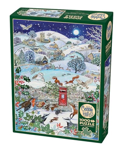 Cobble Hill 1000 Teile Puzzle – Dorf in einer Winternacht – Beispielposter enthalten von Cobble Hill