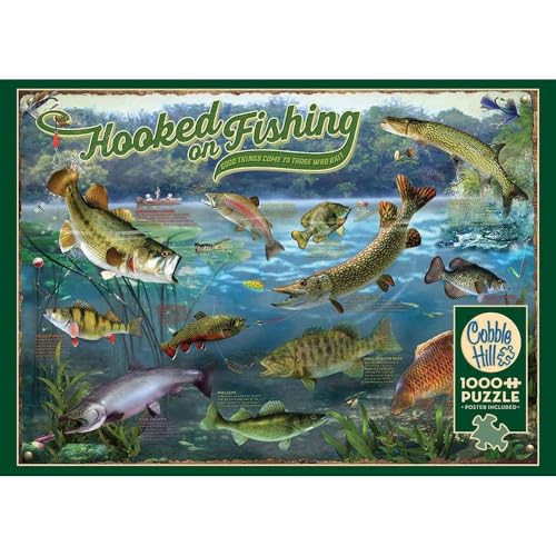 Cobble Hill 1000 Teile Puzzle – Hooked on Fishing – Musterposter im Lieferumfang enthalten von Cobble Hill