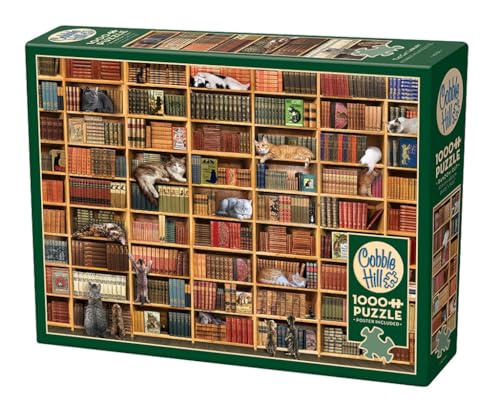 Cobble Hill 1000 Teile Puzzle – The Cat Library – Musterposter im Lieferumfang enthalten von Cobble Hill