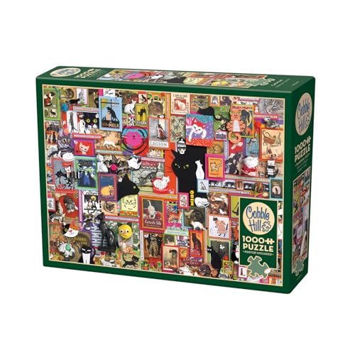 Cobble Hill 3840044 Katzen Collage, 1000 Teile Puzzle inkl. Puzzleposter für Erwachsene und Kinder ab 12 Jahren, Puzzlecollage, Katzenpuzzle von Cobble Hill