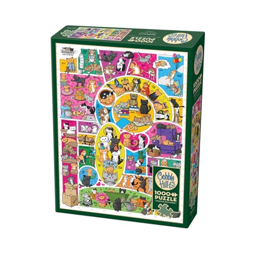 Cobble Hill 3840126 Doodlekatzen, 1000 Teile Puzzle inkl. Puzzleposter für Erwachsene und Kinder ab 12 Jahren, Katzenpuzzle, Kawaii von Cobble Hill