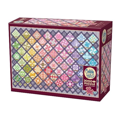 Cobble Hill 3849010 Quilt mit bunten Quadraten, 2000 Teile Puzzle inkl. Puzzleposter für Erwachsene und Kinder ab 12 Jahren, Mosaik, Patchwork, 100 x 68 cm von Cobble Hill