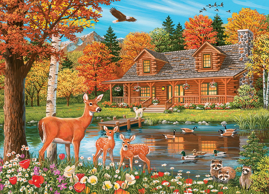 Cobble Hill Cottage Teich (Familie) 350 Teile Puzzle Cobble-Hill-47036 von Cobble Hill