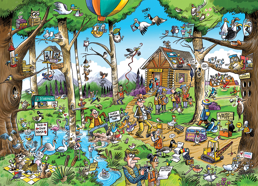 Cobble Hill DoodleTown: Paradies für Vogelbeobachter 1000 Teile Puzzle Cobble-Hill-44510 von Cobble Hill