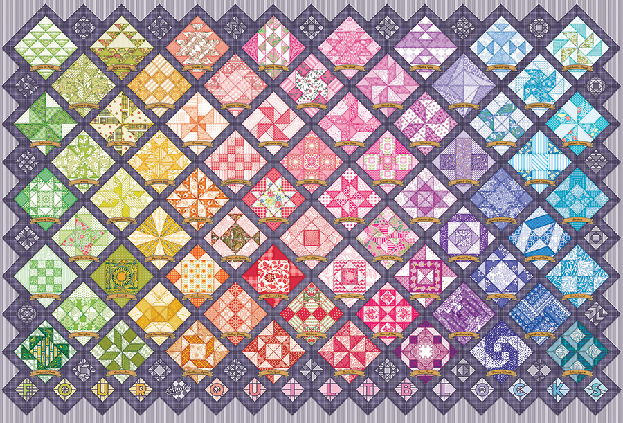 Cobble Hill Four Square Quilt Blocks 2000 Teile Puzzle Cobble-Hill-49010 von Cobble Hill