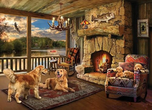 Cobble Hill Puzzle mit 1000 Teilen – Hütte am See – inklusive Beispielposter von Cobble Hill