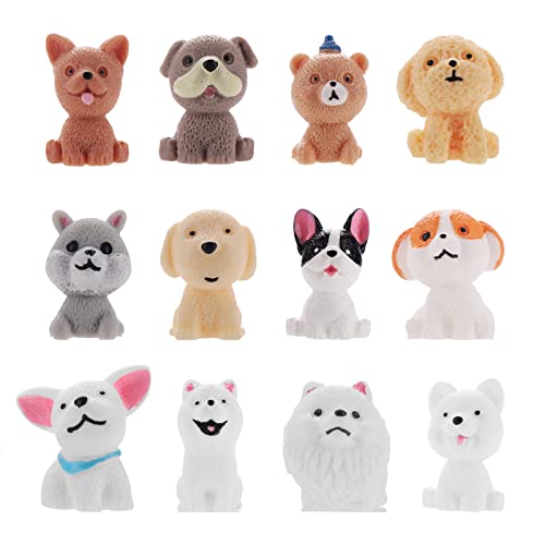 cobee Hundefiguren Spielset, 12 Stück Realistische Mini Welpen Figuren Miniatur Hund Tier Spielzeug Set Handbemaltes Hund Spielset für Kuchen Topper Geburtstag Geschenk Party Favor von cobee