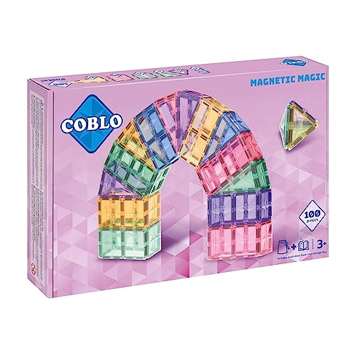 Coblo Pastel - 100-teiliges Magnet-Bauklotz-Set für Kinder - Förderung von Kreativität & Motorik - Inklusive Inspirationsbuch & Aufbewahrungstasche von Coblo