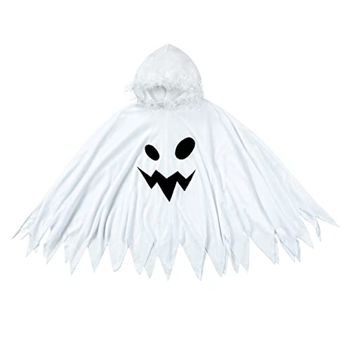 CocMouse Kinder Baby Junge Mädchen Halloween Kostüm Outfit Gespenst Mantel Cape Kapuzenponcho Cosplay Kleidung (D White, 7-9 Years) von CocMouse