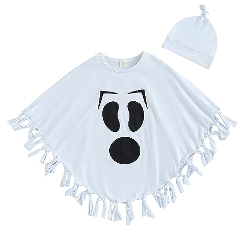 CocMouse Kinder Baby Junge Mädchen Halloween Kostüm Outfit Gespenst Mantel Cape Kapuzenponcho Cosplay Kleidung (E White, 6-7 Years) von CocMouse