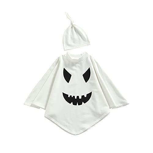 CocMouse Kinder Baby Junge Mädchen Halloween Kostüm Outfit Gespenst Mantel Cape Kapuzenponcho Cosplay Kleidung (F White, 2-3T) von CocMouse