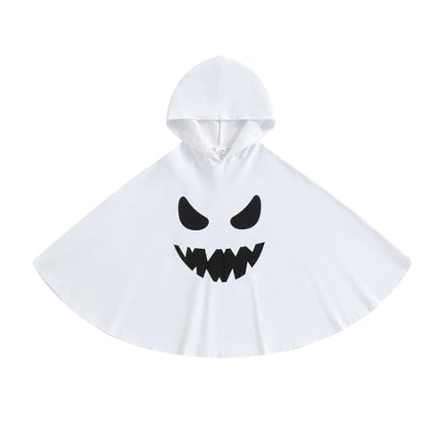 CocMouse Kinder Baby Junge Mädchen Halloween Kostüm Outfit Gespenst Mantel Cape Kapuzenponcho Cosplay Kleidung (Zb White B, 5-6 Years) von CocMouse