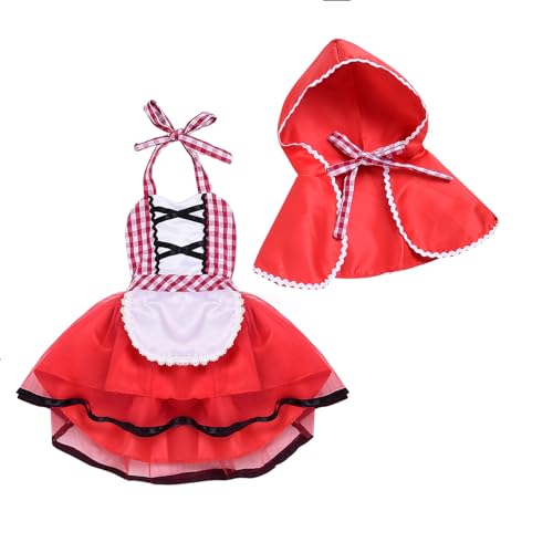 CocMouse Kleinkind Baby Mädchen Halloween Kostüme Rotkäppchen Cosplay Fancy Dress Up Weihnachten Party Outfit (Red, 0-6 Months) von CocMouse