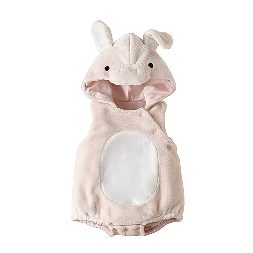 CocMouse Kleinkind Junge Mädchen Cartoon Tier Kostüm Halloween Cosplay Kleidung Herbst Winter Langarm mit Kapuze Strampler Jumpsuit (Light Pink Pig Romper, 3-6 Months) von CocMouse