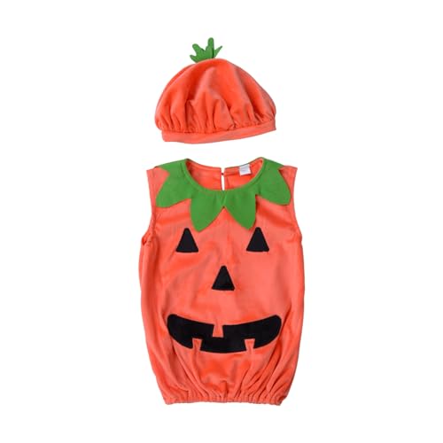 CocMouse Neugeborenes Baby Mädchen Jungen Halloween Kürbis Kostüme Kürbis Strampler Bodysuit Hut Socken Halloween Outfits (G Orange, 0-6 Months) von CocMouse