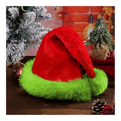 CocMouse Weihnachtsmütze aus Plüsch, Grün, Monstermütze, Elfenmütze, Weihnachtsmannmütze für Rollenspiele, Kostümzubehör, Weihnachtsverkleidungsrequisiten (Rot, Einheitsgröße) von CocMouse