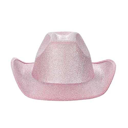 Cowboyhüte für Frauen Braut Western Filz breiter Krempe Cowgirlhut mit Federn Halloween Dress Up Kostüm Zubehör (C Solid Pink, One Size) von CocMouse