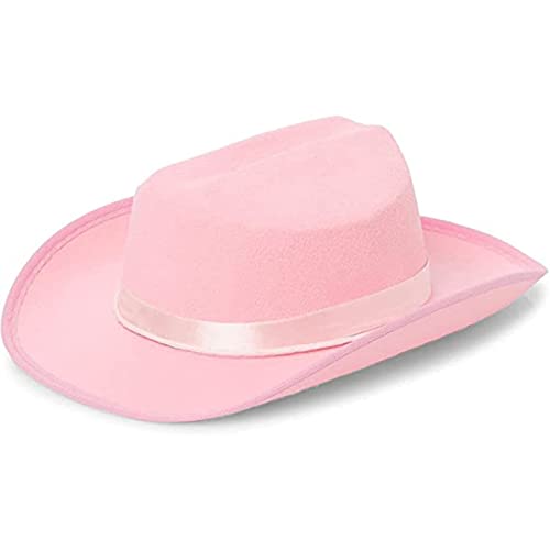 Cowboyhüte für Frauen Braut Western Filz breiter Krempe Cowgirlhut mit Federn Halloween Dress Up Kostüm Zubehör (D Solid Pink, One Size) von CocMouse