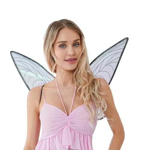 Feenkostüm, Flügel, glitzernd, Schmetterling, Engelsflügel, Halloween-Kostüm, Cosplay, Partygeschenk (Schwarz, Einheitsgröße) von CocMouse