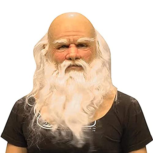 Weihnachten Weihnachtsmann Maske Realistisches Weihnachtskostüm Cosplay Alte Mann Maske Gesichtsmaske Lustige Bärtige Party Verkleidung (Bareheaded Santa, One Size) von CocMouse