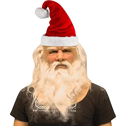 Weihnachten Weihnachtsmann Maske Realistisches Weihnachtskostüm Cosplay Alte Mann Maske Gesichtsmaske Lustige Bärtige Party Verkleidung (Bearded Santa, One Size) von CocMouse