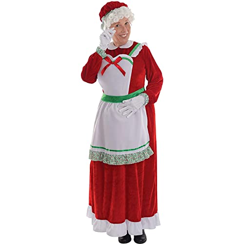 Weihnachtsmann-Kostüm für Damen, Magd, Oma, langärmelig, Kleid mit Hut, Schürze, Weihnachten, Cosplay, Party (B, L) von CocMouse