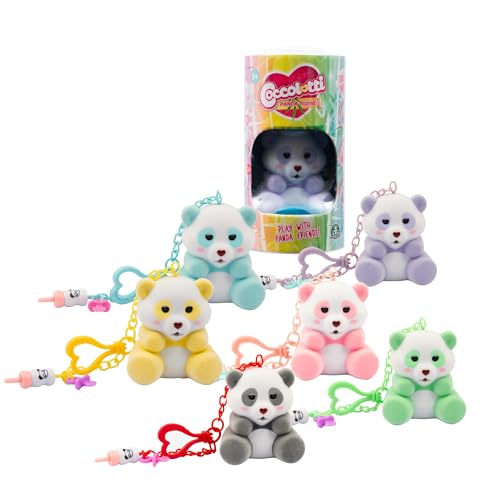 Coccolotti Panda Friends CCL14000 zufällige Überraschung, 6 Teddybären mit Flasche und Schlüsselanhänger mit Charme, zufällige Farbe, Verschiedene Schachteln schaffen einen Bambusrohr, Spielzeug für von Coccolotti