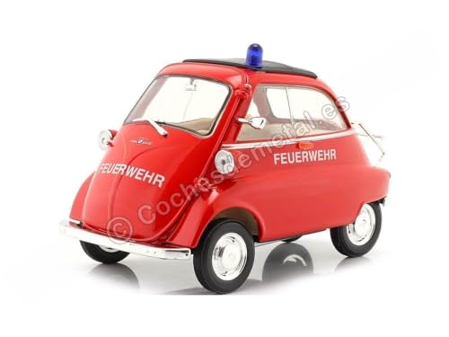 Cochesdemetal 1954 BMW Isetta 250 Feuerwehrmann Rot 1:18 Welly 24096 von Cochesdemetal