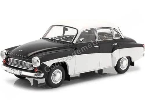 Kompatibel mit 1965 Wartburg 312 Schwarz/Weiß 1:24 WhiteBox 124096 von Cochesdemetal