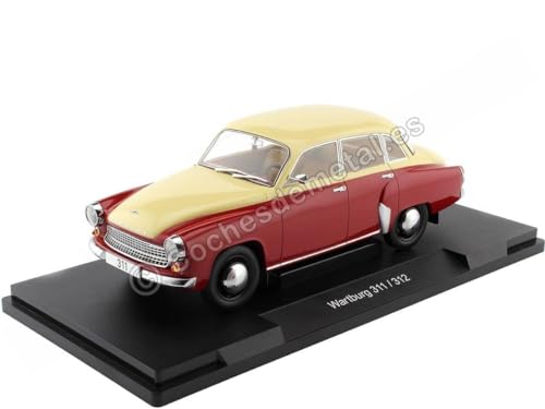 Modellfahrzeug Wartburg 311, dunkelrot beige, 1959. von Cochesdemetal