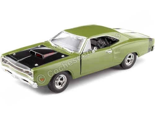 Kompatibel mit Dodge Coronet Super Bee Grün/Schwarz 1:24 Motor MAX 73315 von Cochesdemetal