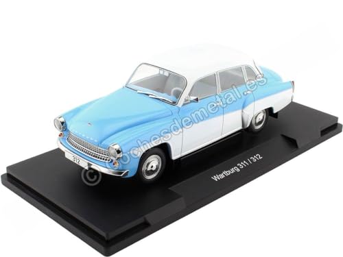 Kompatibel mit Wartburg 312 Hellblau / Weiß 1:18 MC Group 18300 von Cochesdemetal