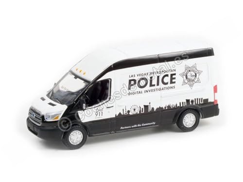 Passend für 2019 Ford Transit LWB High Roof Las Vegas Police Route Runners Series 4" 1:64 Greenlight 53040E von Cochesdemetal