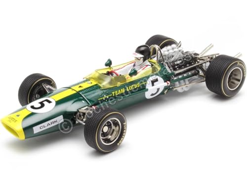 Cochesdemetal Lotus Type 49 Nr. 5 Jim Clark Gewinner GP USA 1:18 Metall (Diecast) Modellauto für Erwachsene, Modellbau-Enthusiasten, Motorsport-Historiker von Cochesdemetal