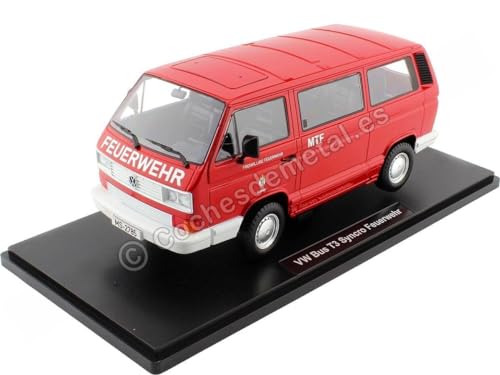 Passend für VW VW T3 Syncro Feuerwehr Münster Rot 1:18 KK-Scale 180966 von Cochesdemetal