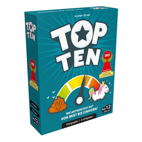 Cocktail Games, Top Ten, Partyspiel, Nominiert zum Spiel des Jahres 2022, 4-9 Spieler, Ab 12+ Jahren, 30 Minuten, Deutsch, Mehrfarbig, Bunt von Asmodee