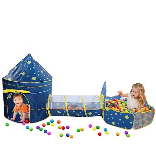 3-in-1 Kinderspielzelt für Kinder mit Krabbeltunnel Spielhaus Bällebad, Kinderzelt Babyzelt mit Entdeckungstunnel, Kinder Pop Up Zelt Spielzelt für Mädchen Babys, Drinnen und von Cocoarm