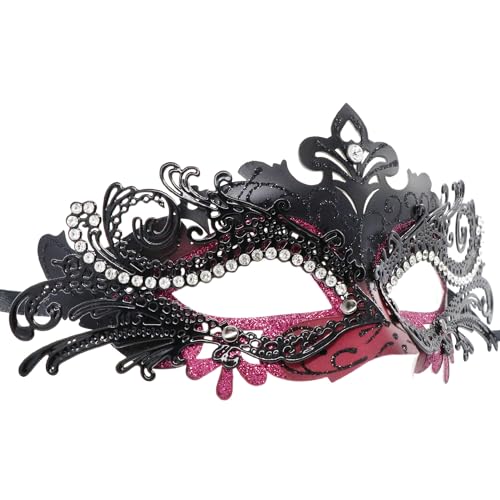 Coddsmz Maskerade Metallmasken Venezianische Halloween Kostüm Maske Karneval Maske Cosplay Party Kostüm Ball Hochzeit Party Maske, 0FEZLEWPI234320DI56B9, Schwarz + Rot-1 von Coddsmz