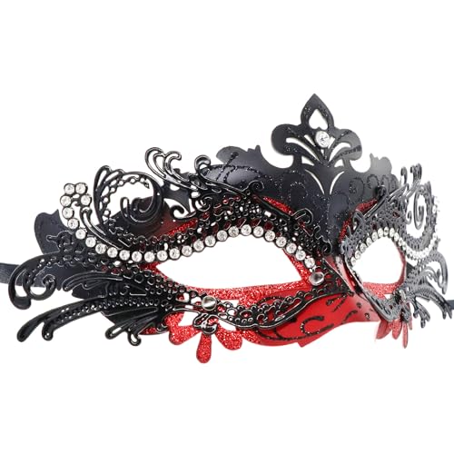 Coddsmz Maskerade Metallmasken Venezianische Halloween Kostüm Maske Karneval Maske Cosplay Party Kostüm Ball Hochzeit Party Maske, 1862320347ORG, Schwarz/Rot von Coddsmz