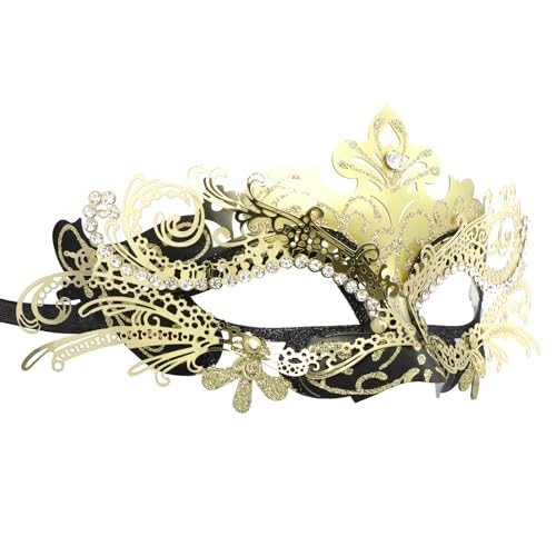 Coddsmz Maskerade Metallmasken Venezianische Halloween Kostüm Maske Karneval Maske Cosplay Party Kostüm Ball Hochzeit Party Maske, 9FJJS31RCV20JPIQUZI34QDS, Schwarz/Goldfarben von Coddsmz