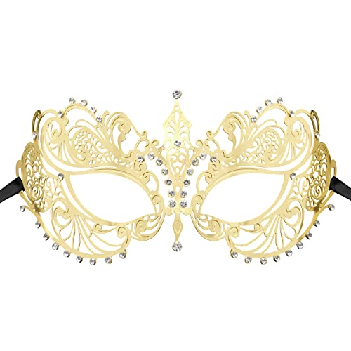 Crown Laser Cut Metall Damen Maskerade Maske Mardi Gras Maske (Gold) von Coddsmz