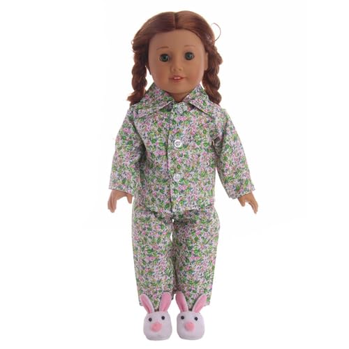 Codulu 18 Zoll Amerikanische Puppenkleidung-Puppen-Blumen-Pyjamas Bedruckte Pyjamas Sommerkleider Puppenzubehör 43-46cm-2 Teile/Set-C von Codulu