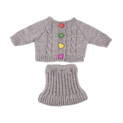 Codulu 18 Zoll amerikanische Puppenkleidung-Jacke Pullover Rock Winterkleider Zubehör für 43-46cm Puppen-Mädchen Puppen-2 Teile/Set-Grau von Codulu